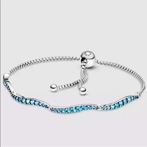 Pandora Sparkling Blue Wavy Slider Bracelet #599436C01